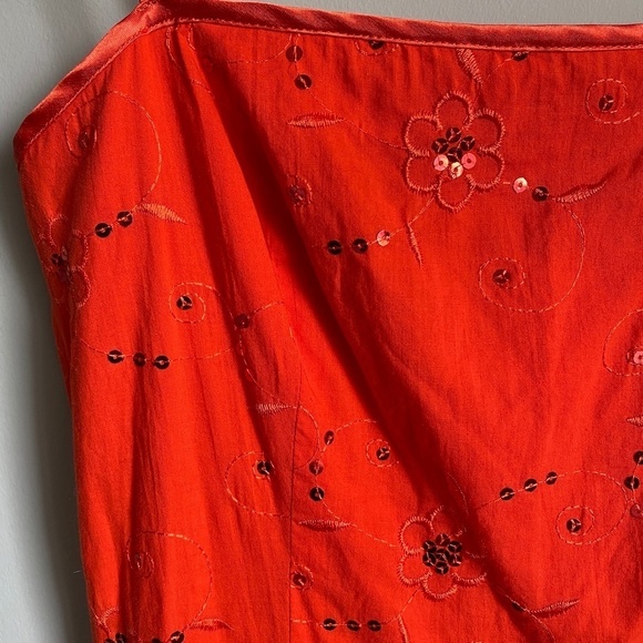 Steppin' Out Women's Orange Sequin Spaghetti Strap‎ Mini/Midi Dress Size 11/12 - Picture 3 of 12